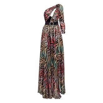 Philipp Plein Long Dress Jungle - Dames - Avondkleed - Veelkleurig - S - Polyester - Kleedjes