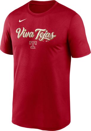 Nike Texas Rangers City Connect Team Phrase Script Nike Mens Dri-FIT MLB T-Shirt in Red | NKGK6DLTER-TG9