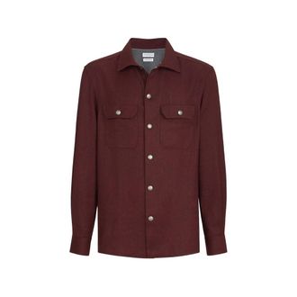 Brunello Cucinelli Virgin Wool Flannel Overshirt With Spread Collar And Chest Pockets