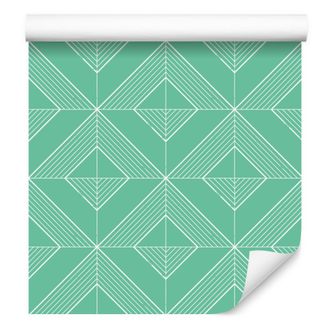 OEM Carta Da Parati Con Rombi Geometrici Color Verde Acqua E Menta, Sfondo Marino 50x1000 Cm