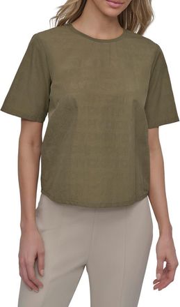 DKNY Peforated Logo Boxy Nylon T-Shirt in Utility Green at Nordstrom Rack, Size X-Large