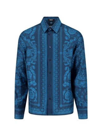 Versace Barocco Silk Shirt - Blue