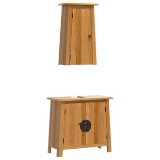 Berkfield Home 2 Piece Bathroom Furniture Set Solid Wood Pine in Brown