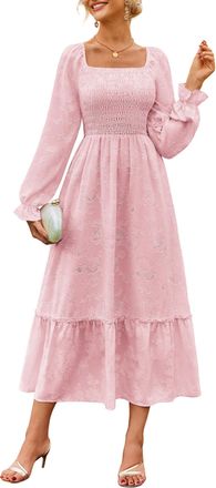 Grace Karin Long Party Dresses Long Long Sleeve Formal Dresses Registry Office Swing Dress CL213-2 L Light Pink