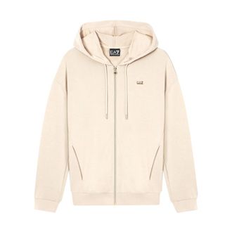 Emporio Armani Sweatshirt met ritssluiting - Dames - Vesten met rits - Beige - M - Hoodies & sweatvesten