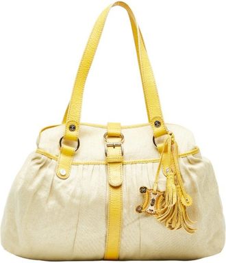 Celine Beige Yellow Canvas Leather Tote Bag (Pre-Owned)