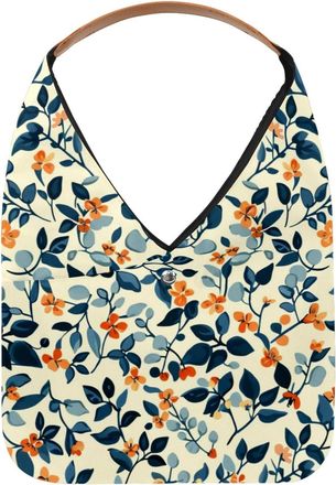 Generic Floral with Leaves Reusable Lightweight Grocery Bags - Foldable Into Compact Pouch, Washable & Sturdy, Multipurpose for Shopping and Travel