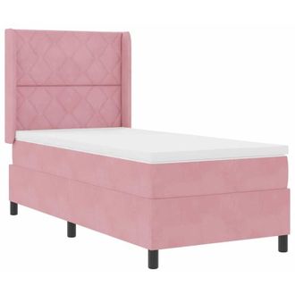 vidaXL Cama Tipo Box Spring Con Tiras Led Rosa 90 X 200 Cm Terciopelo Vidaxl