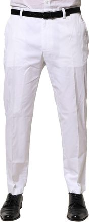 Dolce & Gabbana Mens White Cotton Dress Slim Formal Pants Elastane