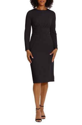Maggy London Gathered Empire Waist Long Sleeve Dress in Black at Nordstrom, Size 0
