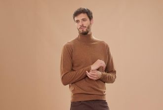 Bexley Jersey de lana con cuello alto hombre Avellana Moteado - EMERIC