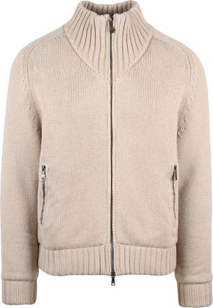 Seventy Beige Ribbed Wool-Blend Zip Knit Jacket