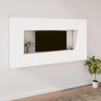 vidaXL Set De Muebles Para Tv 8 Piezas Madera Contrachapada Blanco Vidaxl