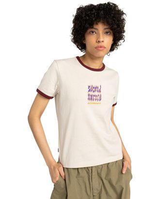 Element T-Shirt ELEMENT Second Nature Ringer, Damen, Gr. XS, oat milk, Obermaterial: 100% Walkfrottier;, Shirts T-Shirt