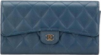 Chanel Pre-owned Wallets, female, Blue, Size: ONE SIZE Pre-owned Leather Wallet