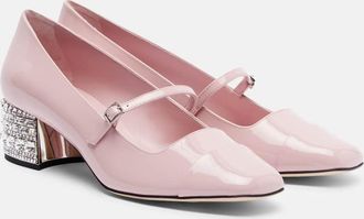 Jimmy Choo London Elisa 45 embellished patent leather pumps