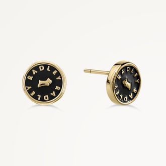 Radley London Black Enamel Round Earrings Brook Avenue AW25 Radley London