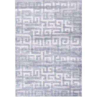 Beliani Area Rug Grey Fabric 160 x 230 cm Modern Geometric Pattern Living Room Bedroom For Underfloor Heating Anti-Slip Bottom BEYDAG