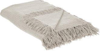 Beliani Beliani - Colcha Decorativa Para Cama Con Borlas Fabricada En Algod&oacute;n En Color Gris 150 X 200 Cm Yerbent