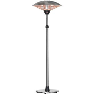 OUTSUNNY Calefactor De Pie Exterior 1200/1800/3000w Estufa Infrarrojos De 3 Niveles De Calor Altura Ajustable Protecci&oacute;n Ip44 Aluminio &Oslash;58,5x160-200cm