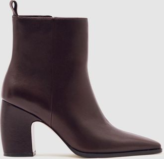 Reiss Amy Oxblood Amy Leather Blocked Heel Ankle Boots, X09, Burgundy