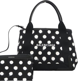 Balenciaga Black White Canvas Tote Bag (Pre-Owned)