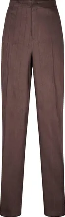 Tagliatore Tailored Brown Trousers with Vertical Pinstripes