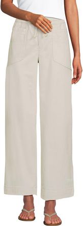 Lands End Herringbone Chino High Rise Relaxed Straight Drawstring Ankle Pants in Light Stone at Nordstrom, Size 16Short