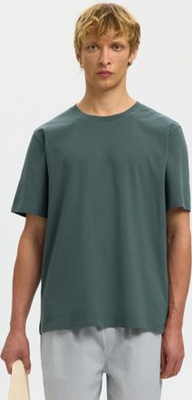 Selected Rundhalsshirt SELECTED SLHATLAS SS O-NECK TEE, Herren, Gr. XXL, balsam gr&uuml;n, Jersey, Obermaterial: 95% Baumwolle, 5% Elasthan, unifarben, regular fit,