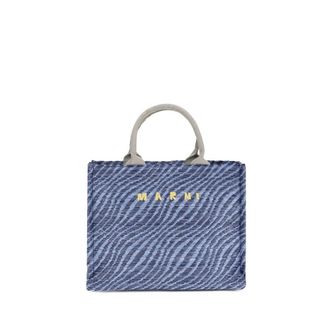 Marni Blauwe Stoffen Schoudertas