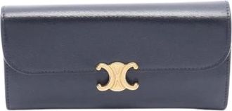 Celine Pre-owned Large Wallet Triomphe Lange Portemonnee - Dames - Vintage Accessoires - Zwart - ONE Size - Leer - Vintage