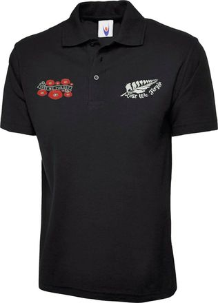 Generic Embroidered Lest We Forget Polo Shirt Remembrance Day Poppy Flower Gift Polo Top (Black, 3XL, 3X_l)