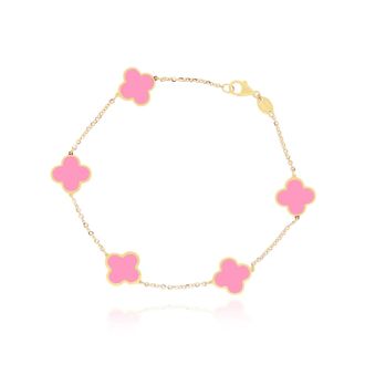 The Lovery Small Bubblegum Pink Clover Bracelet