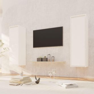 Berkfield Home Wall Cabinets 2 pcs White 30x30x100 cm Solid Pinewood | Size: 30 x 30 x 100 cm