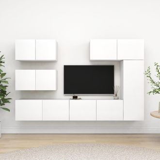 vidaXL Set De Muebles De Sal&oacute;n Tv 6 Piezas Madera De Ingenier&iacute;a Blanco Vidaxl