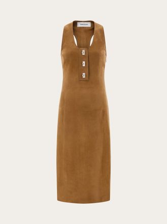 Ferragamo Women Racer back dress with Hug buckle detail Beige