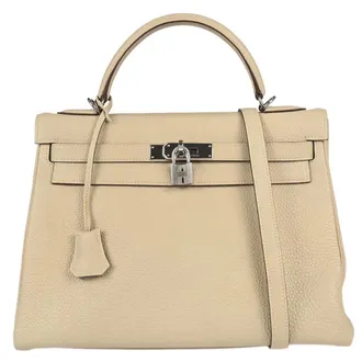 Herm&egrave;s Kelly Retourne Togo Beige Leather Handbag (Pre-Owned)