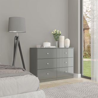 Seconique Denver 6 Drawer Chest in Grey