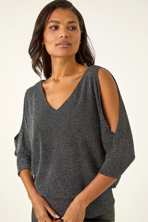Roman Sparkly V-Neck Blouson Top