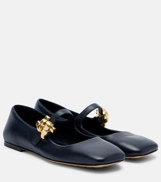 Bottega Veneta Lucy embellished leather Mary Jane flats