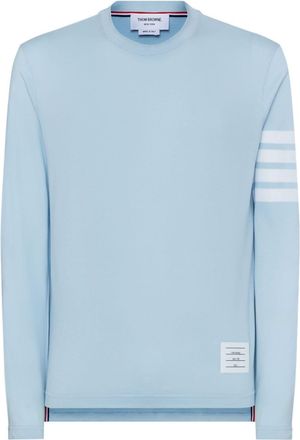 Thom Browne three-stripe long-sleeved T-shirt - men - Cotton - 0 - Blue