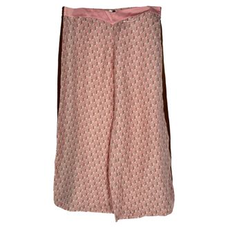 Lanvin Printed Wide-Leg Trousers in Pink Silk