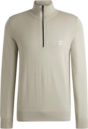 HUGO BOSS Kanobix S Quarter-zip Sweater - Heren - Coltruien - Beige - XL - Katoen - Truien & Vesten