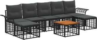 vidaXL Conjunto De Sof&aacute;s De Exterior 8 Uds. Negro Y Gris Oscuro Vidaxl