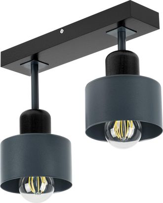 OEM L&aacute;mpara De Techo Negra De Madera Y Metal De Estilo Escandinavo, 2xe27, Iluminaci&oacute;n Led Moderna Para Sal&oacute;n, Cocina, Dormitorio, Habitaci&oacute;n Infantil, Lo