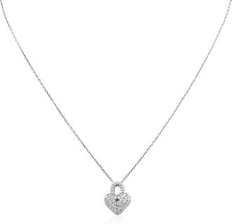 Roberto Coin Diamond Heart Lock Necklace In 18K White Gold - 002135AWCHX0