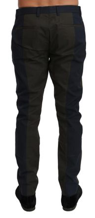 Dolce & Gabbana Mens Blue Gray Stripes Trouser Cotton Pants Nylon