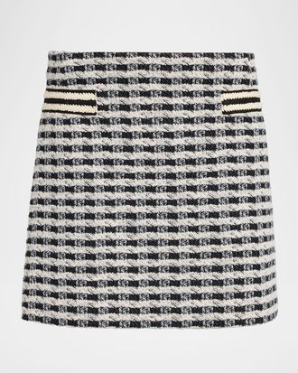 Ramy Brook Charlie Gingham Tweed Mini Skirt
