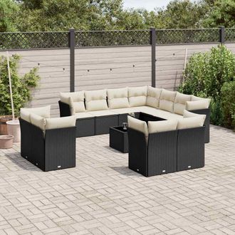 vidaXL Vidaxl - Set Divani Da Giardino 12 Pz Con Cuscini Nero In Polyrattan