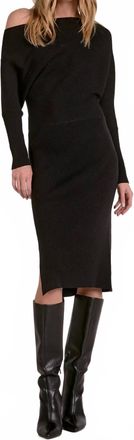 Elan Off Shoulder Sweater Dress In Black